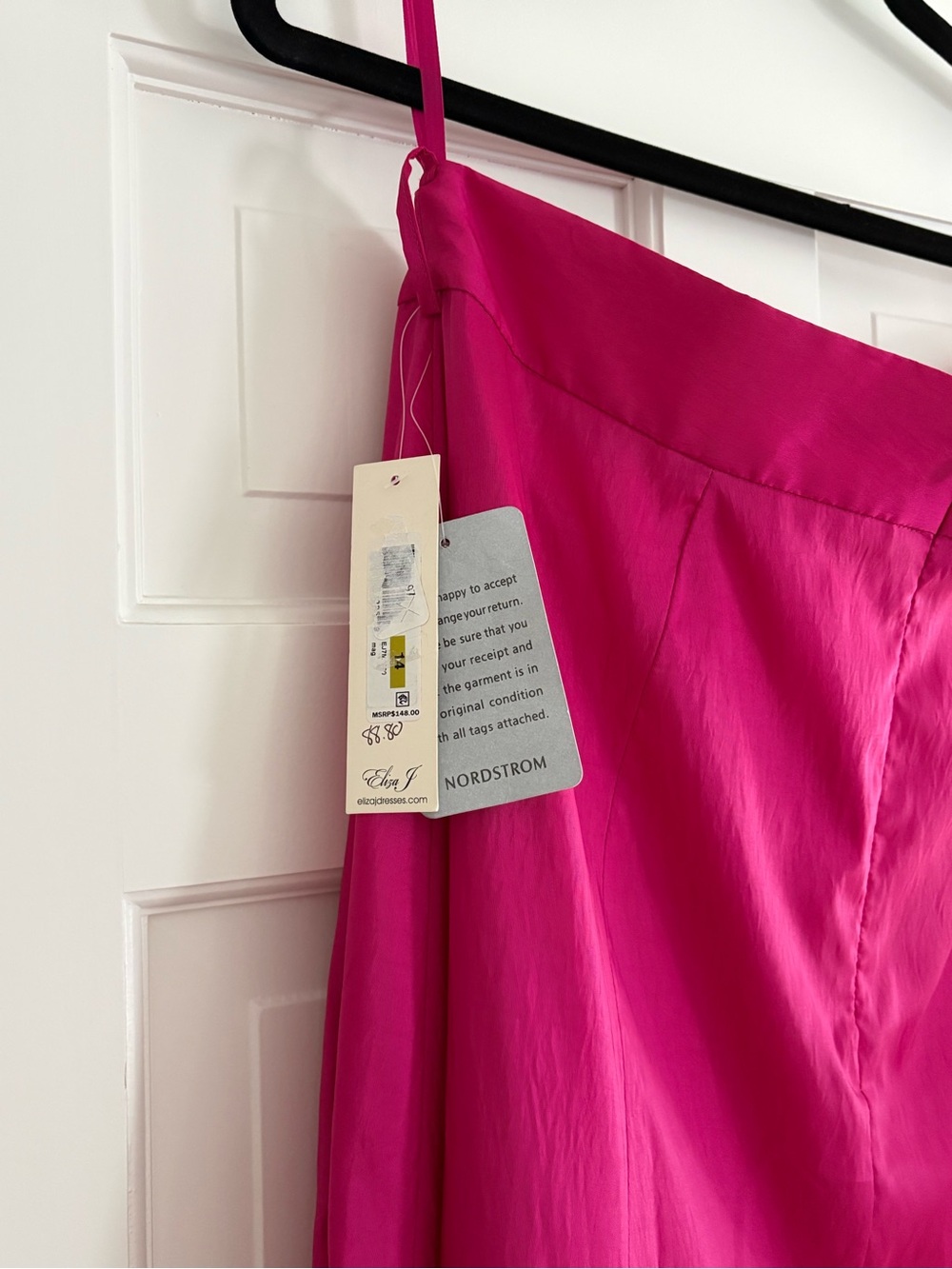 Eliza J Fuchsia High-Low Tiered Midi Skirt with Side Tie - Picture 4 of 6